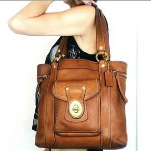 Authentic Coach Gigi Vachetta Whiskey Brown Saddle Leather Tote 12888